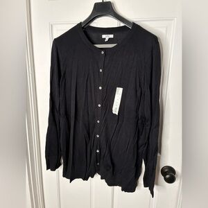 Croft & Barrow Classic Black Button Up Cardigan 2X NWT